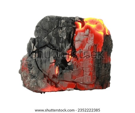 Piece of smoldering coal isolated on white Royalty-Free Stock Photo #2352222385