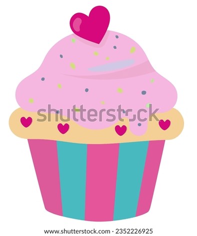 Cupcake vector illustration isolated on white background, cupcake clip art.