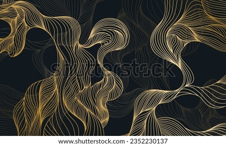 Backdrop cover template hand drawn. Wavy curve line background. Gradient luxury wallpaper. Royalty-Free Stock Photo #2352230137