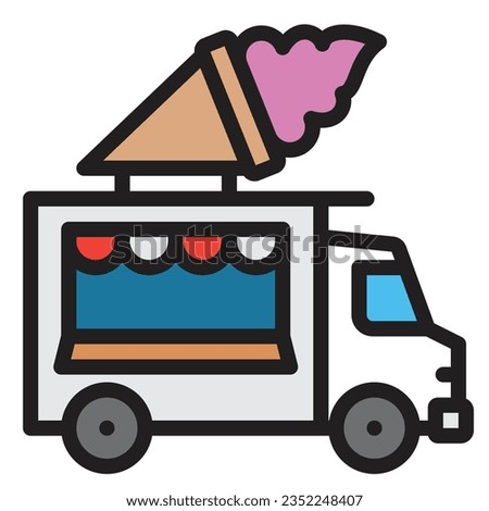Ice cream truck outline icon. Transportation illustration for templates, web design and infographics

