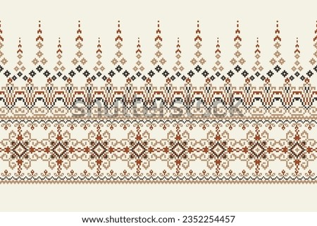 Floral Cross Stitch Embroidery on white background.geometric ethnic oriental pattern traditional.Aztec style abstract vector illustration.design for texture,fabric,clothing,wrapping,decoration,sarong. Royalty-Free Stock Photo #2352254457