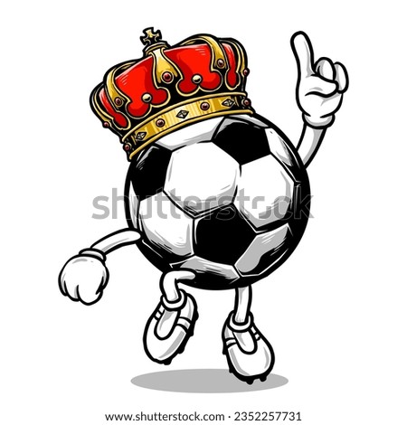 vector of the king of soccer football mascot icon character design