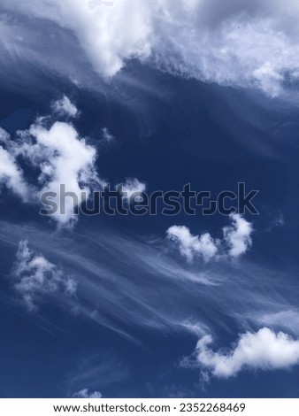 beautiful view, blue sky, white clouds, photo