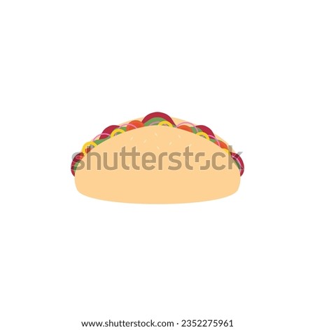 sandwich flat design vector illustration. breakfast isolated vector simple modern cartoon. sandwich with tomato, lettuce  bacon, sausage flat design style. tasty  Appetizing vegetarian