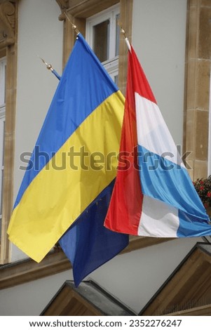 Flags of European Union, Luxembourg and Ukraine