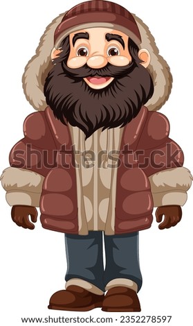 Illustration of a man in a winter coat and hat