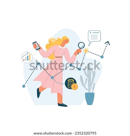 Free vector business people work on growth of financial profit and career set cartoon businessman with gold cup leader growing lightbulb plant2.eps
