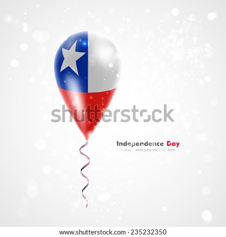 Stock vector illustration celebration and gifts. Ribbon in the colors are twisted under the balloon. Independence. Balloons on the feast of the national day. Flag of Chile