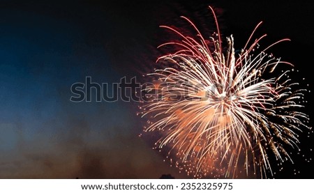 Colorful fireworks of various colors over night sky, celebration and anniversary concept