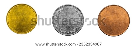 old empty silver, gold coin on a transparent isolated background. png Royalty-Free Stock Photo #2352334987