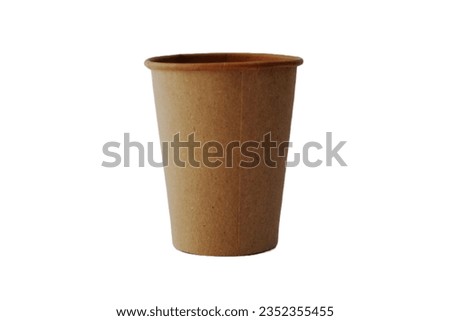 recyclable cardboard cups, Biodegradable tableware, disposable paper cups on isolated white background. Brown disposable paper cup on isolated white background 