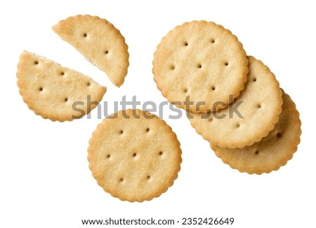 Set of cracker cookies close-up on a white background. Top view Royalty-Free Stock Photo #2352426649
