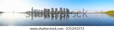 Shenyang City in the morning. Located in Shenshuiwan Park, Shenyang City, Liaoning province, China.