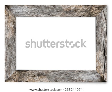 Natural Wooden picture frame isolated on white with clipping path