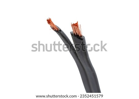 black braided flat audio power cable