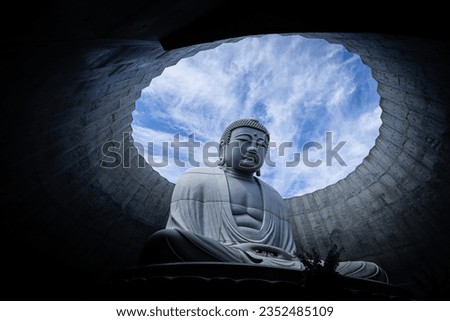Hill of the buddah, This Buddha statue was designed by Tadao Ando, a famous Japanese architect. There is no ceiling at the head of the Buddha statue, so it rains or birds flying through it sit down.