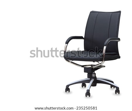 The office chair from black leather. Isolated Royalty-Free Stock Photo #235250581