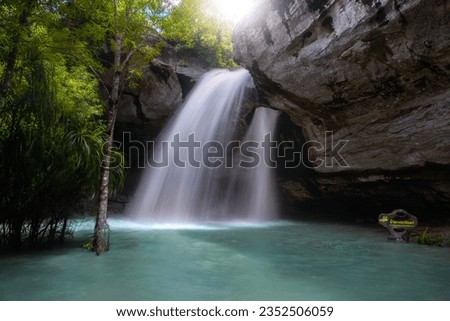 Saeng Chan Waterfall (Long Ru Waterfall), Pha Taem National Park, Ubon Ratchathani Province, Thailand. Royalty-Free Stock Photo #2352506059