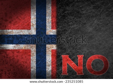 Old rusty metal sign with a flag and country abbreviation - Norway