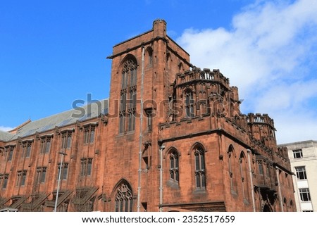 Manchester UK. City architecture of Manchester, United Kingdom. John Rylands Library.