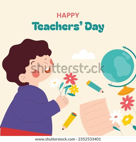 World teacher's day celebration. Happy Teacher's Day background. October 5. world teachers day celebration. vector illustration. Poster, Banner, Flyer, Greeting Card, Template. World Teachers' Day.