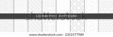 Set of geometric fashion grey  patterns. Abstract geometric graphic design  pattern print. Seamless geometric grey lines fashion pattern.