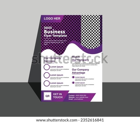 Business Solution Flyer Template Design. Business flyer design template for poster flyer. Graphic design layout with graphic elements and space for photo background. 