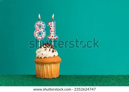 CupCake on bright green and flat green - Birthday candles with colorful dots
