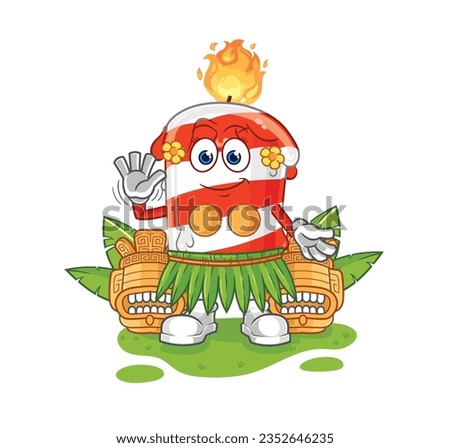 the birthday candle hawaiian waving character. cartoon mascot vector