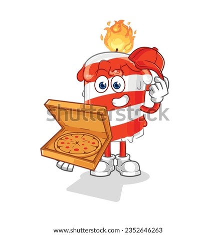 the birthday candle pizza delivery boy vector. cartoon character
