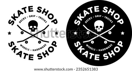Circular Skateboard Skate SK8 Skateboarding Shop Label Logo Template Icon Sign Sigil Symbol Emblem Badge Vector EPS PNG Transparent No Background Clip Art Vector EPS PNG