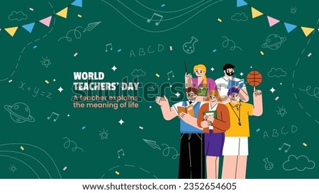 World teacher's day celebration. Happy Teacher's Day background. October 5. world teachers day celebration. vector illustration. Poster, Banner, Flyer, Greeting Card, Template. World Teachers' Day. Royalty-Free Stock Photo #2352654605
