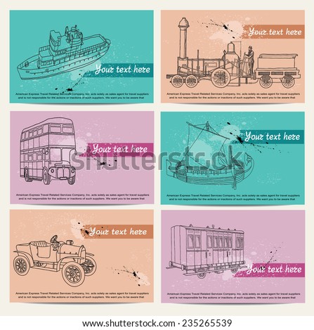 set. transport cards. tourism