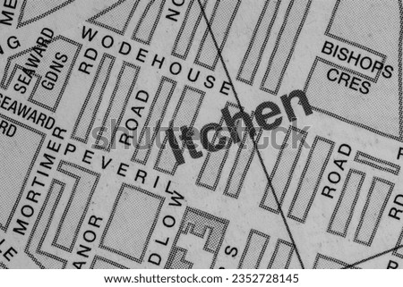 Itchen near Southampton in Hampshire, England, UK atlas map town name in black and white