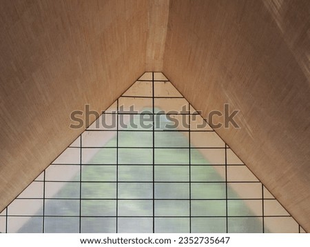 High-tech architecture background photo, internal structure of a glass roof arch