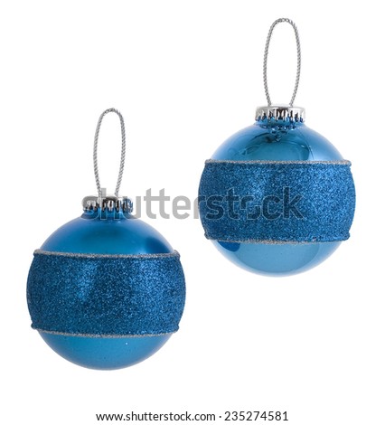 Blue Christmas balls - Christmas tree decoration elements isolated on white background