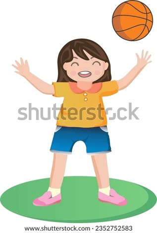 child playing throwing basket ball and hula-hop