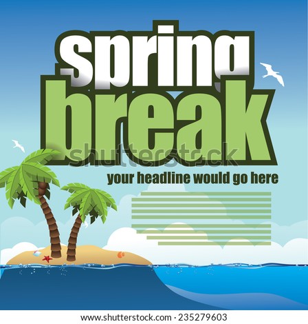 Spring break palm trees background EPS 10 vector stock illustration