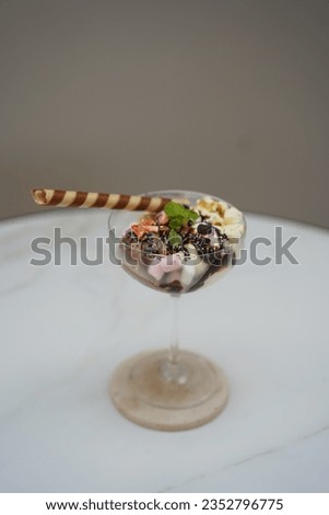 Dessert Ice Cream with Marshmallow and Chocolate