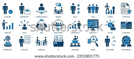 Recruitment icon set. Headhunting, career, resume, job hiring, candidate and human resource icons. Royalty-Free Stock Photo #2352801775