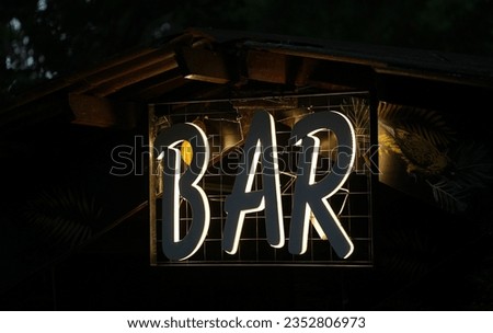 bar. distinctive sign for an area where alcohol is consumed. detail.