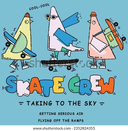Shoreline Skatepark Kids beach skater skate crew birds stripes sky slogan t-shirt graphic vector artwork