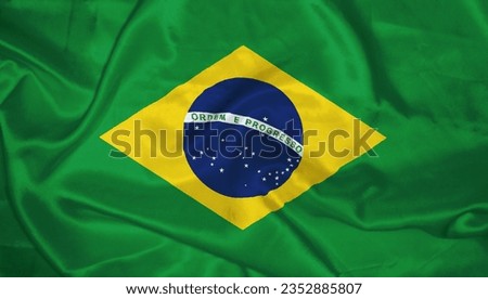 Brazil country flag satin textile texture photo background
