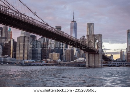 Brooklyn bridge manhattan cityscape river