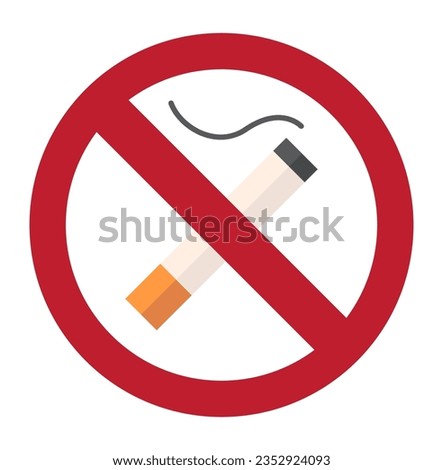 no smoking sign. cartoon flat minimalistic stop smoking forbidden smoke design. vector flat icon.
