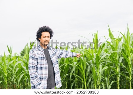 smiling asian farmer green farm