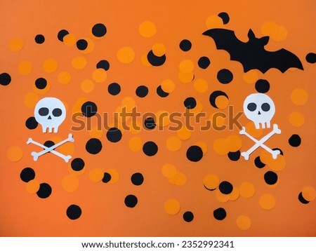 Happy Halloween. Festive background made with your own hands from paper. Decorations, Halloween party. Space for text.