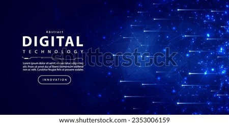 Digital technology internet network speed connection blue background, cyber nano information, abstract science communication, innovation futuristic tech data, Ai big data, lines dots illustration 3d Royalty-Free Stock Photo #2353006159