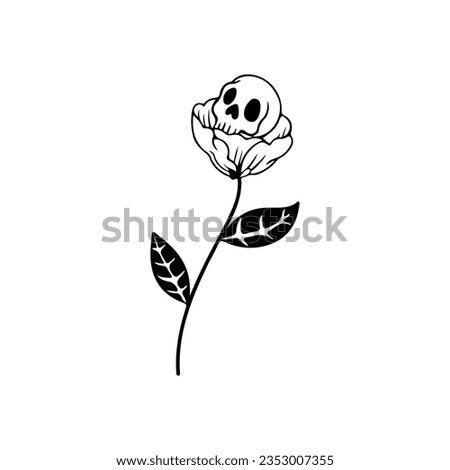 vector illustration of a flower with a skull
