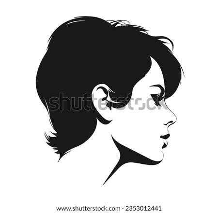 elegant woman profile with fashionable bob short haircut